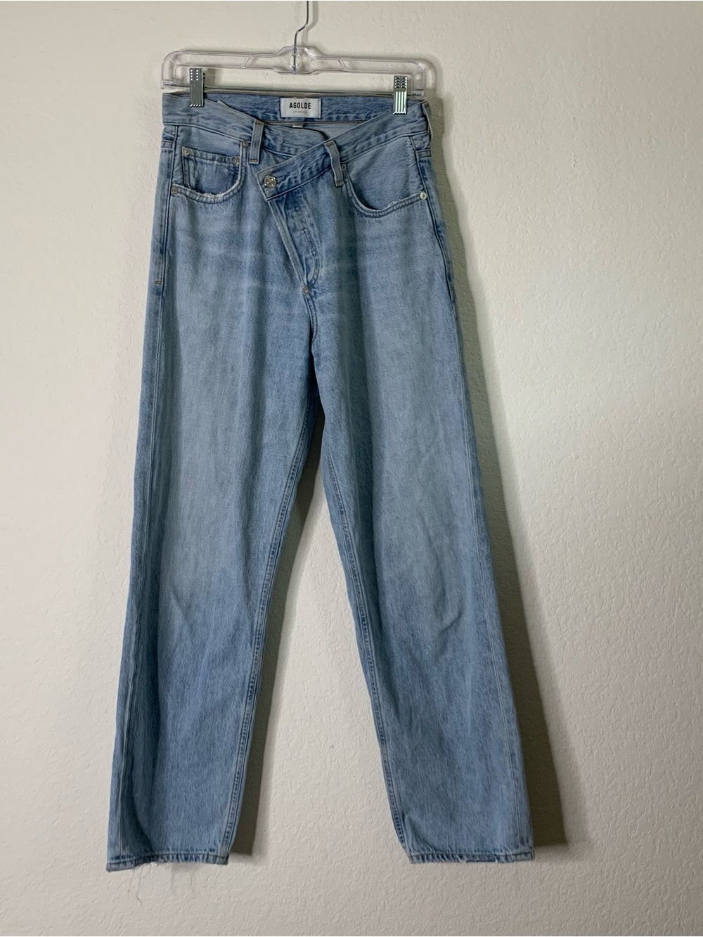 Agolde Womens criss cross light wash button fly jeans 25